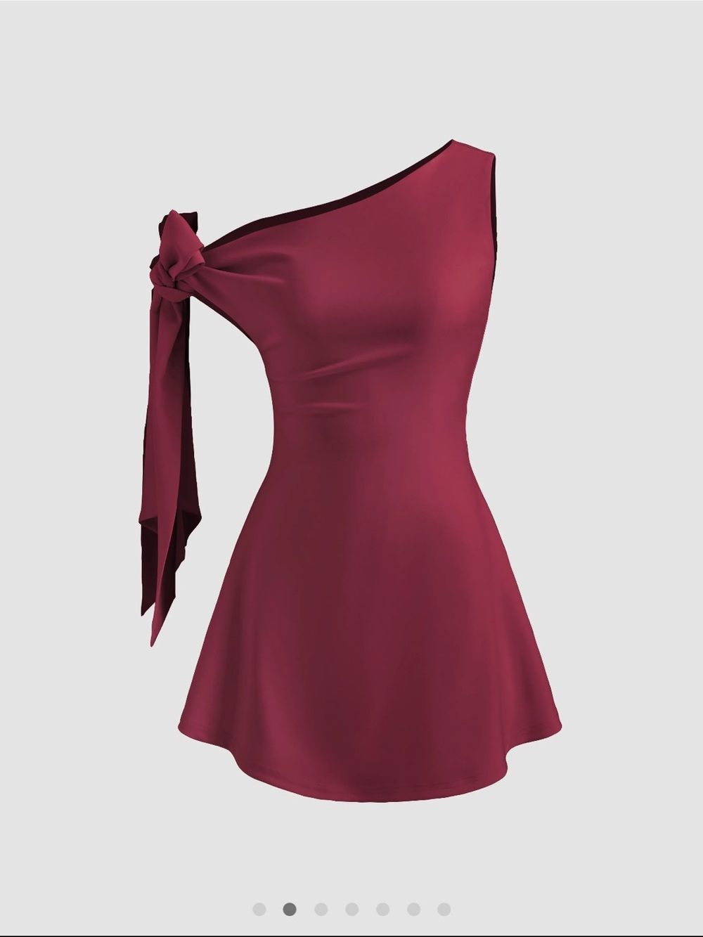 Cider One-Shoulder Bow Mini Dress in Wine Red